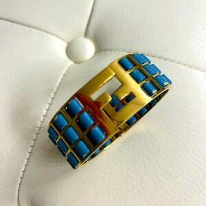 FENDI The Fendista Blur Leather Woven Gold Tone Bracelet